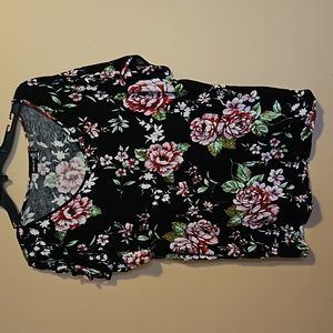 Black floral print ladies top